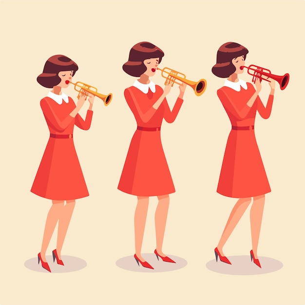 Elegant woman playing trumpet ai generation