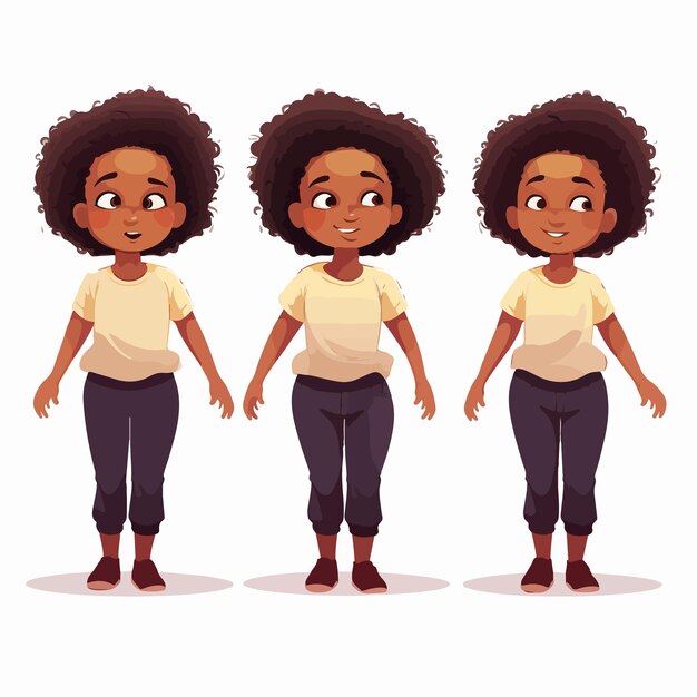 Vector elegant woman with afro hair in vector