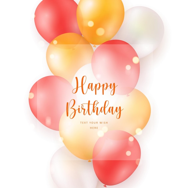 Elegant yellow orange red ballon Happy Birthday celebration card banner template background