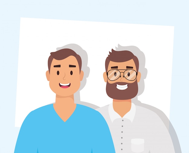 elegant young men with beard avatars characters