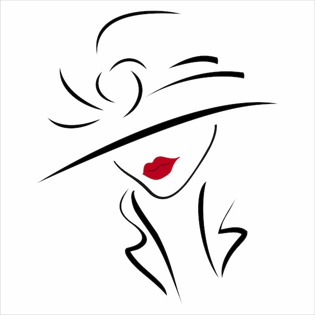 Vettore elegante giovane donna con un cappello illustrazione vettoriale