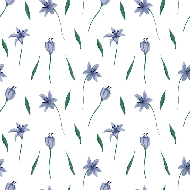 Elegant zacht trendy patroon in kleinschalige bloem Millefleurs Liberty-stijl Bloemen naadloos op blauwe achtergrond voor textiel herenkleding katoenen stoffen covers wallpapers print