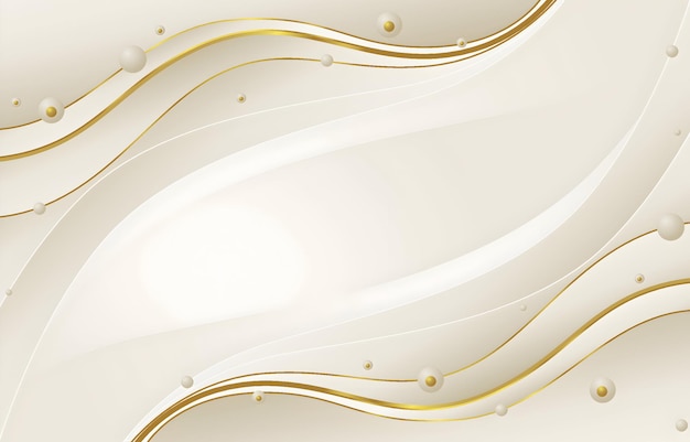 Elegante abstracte gouden golven achtergrond met parel ornamenten