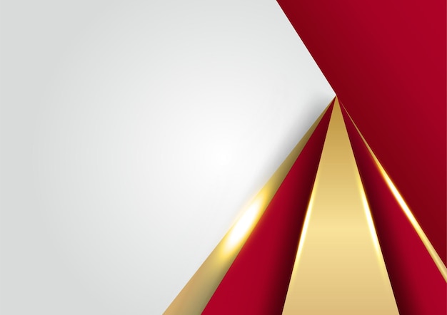Elegante abstracte rode achtergrond met geometrische driehoek vorm en lijn gouden elementen. realistische luxe papier gesneden stijl 3d modern concept. vectorillustratie voor ontwerp