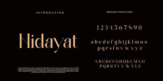 Elegante alfabetletters lettertype en nummer klassieke belettering minimale modeontwerpen typografiemodus