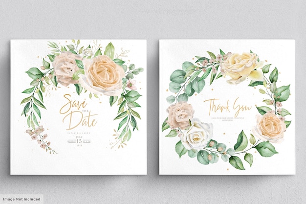 Elegante aquarel hand getrokken bloemenkransen en boeketten set