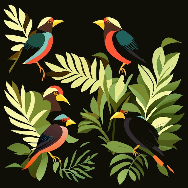 Vector elegante aquarel vogels ingewikkelde vectorillustraties