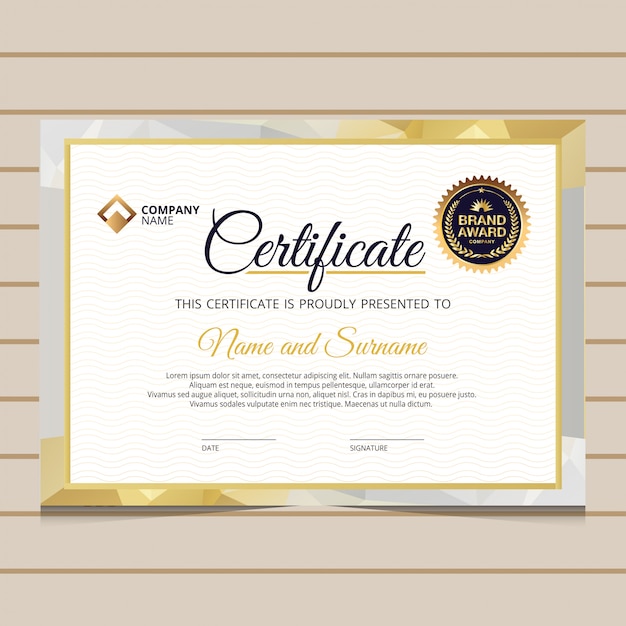 Elegante blauwe gouden diploma certificaatsjabloon