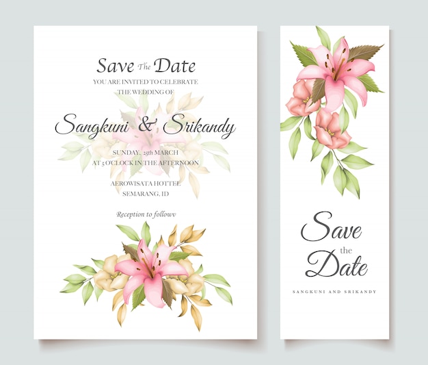 Elegante bloemen bruiloft uitnodigingskaart