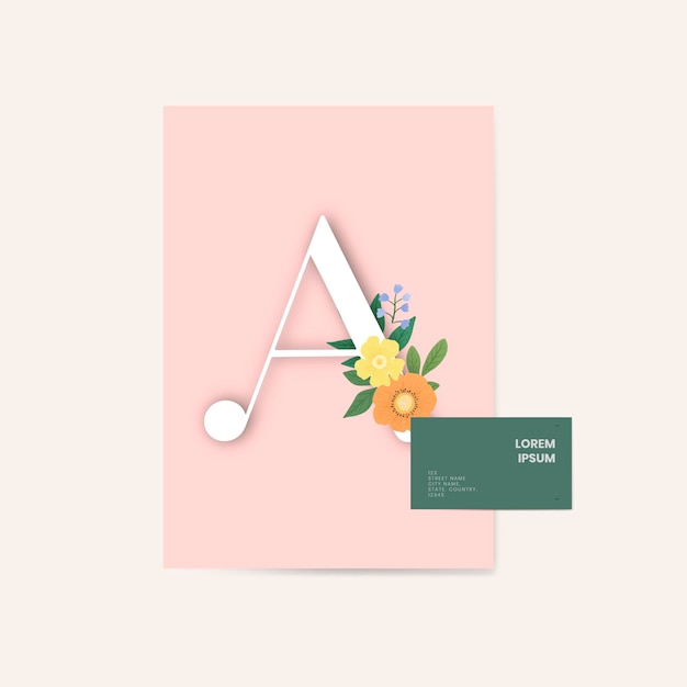 Elegante bloemen letter A kaart vector