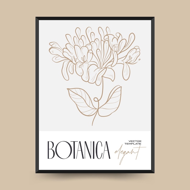 Elegante botanische abstracte kunst aan de muur. Floral vector poster collectie.