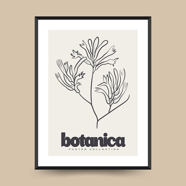 Elegante botanische abstracte kunst aan de muur. Floral vector poster collectie.