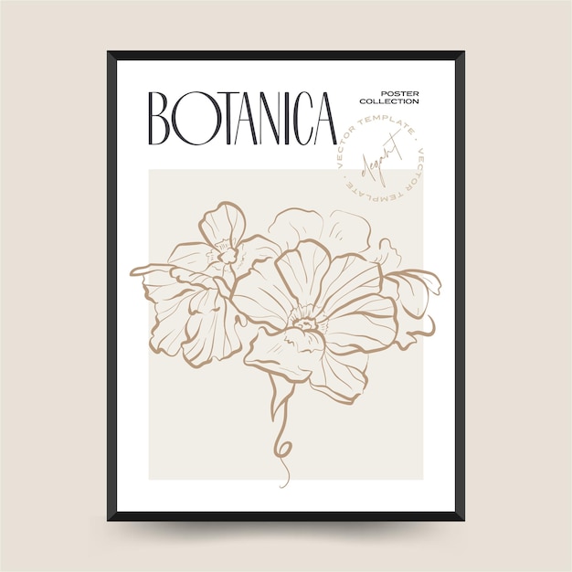 Elegante botanische abstracte kunst aan de muur. Floral vector poster collectie.