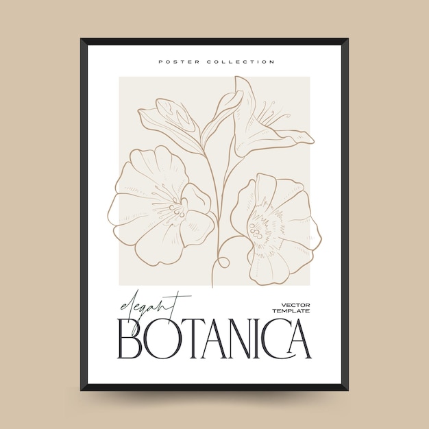 Elegante botanische abstracte kunst aan de muur. Floral vector poster collectie.