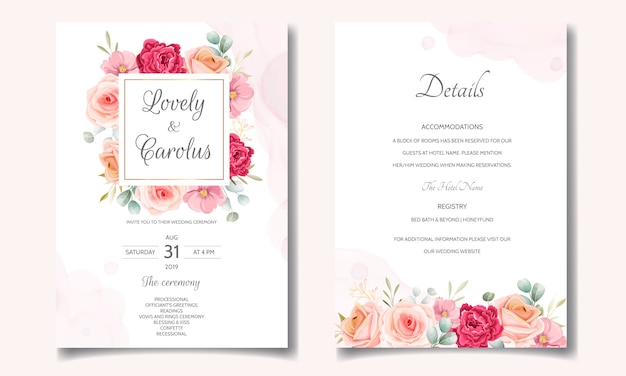 Elegante bruiloft uitnodiging met bloemen frame