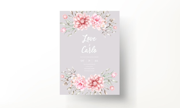 Elegante bruiloft uitnodigingskaart met prachtige aquarel bloemen versieringen
