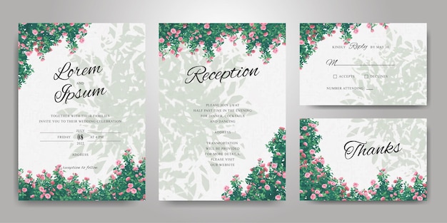 Elegante bruiloft uitnodigingskaart met prachtige bloemen en bladeren
