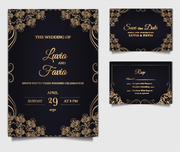 Elegante bruiloft uitnodigingskaarten set