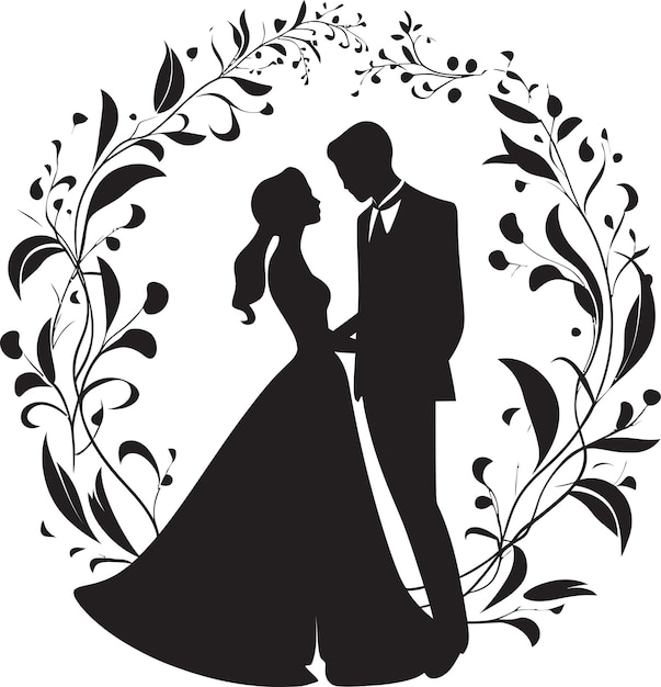 Elegante bruiloftsboeketten Iconisch symbool Bloesem Bindend Zwart Logo Detail