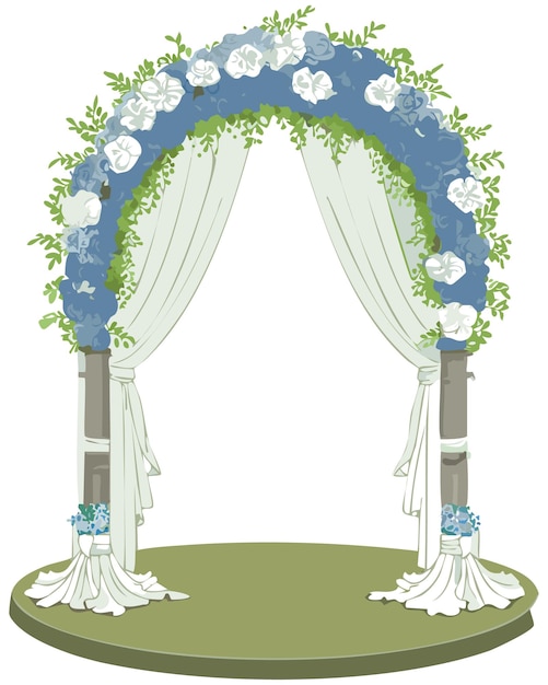 Elegante bruiloftsboog met bloemenversieringen