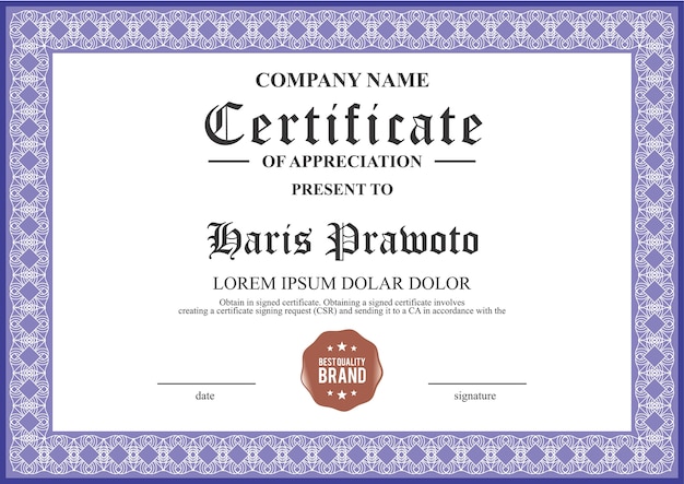 Vector elegante certificaatsjabloon