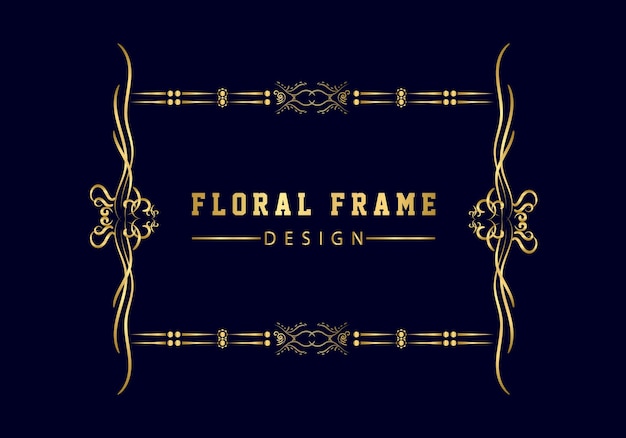 Elegante decoratieve gouden bloemen frame ontwerp gratis vector