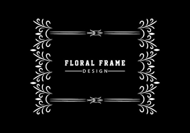 Elegante decoratieve zwarte bloemen frame ontwerp gratis vector