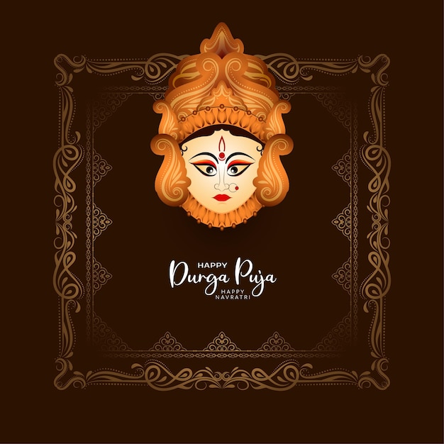 Elegante Durga Puja en Happy navratri traditionele hindoeïstische festival decoratieve achtergrond