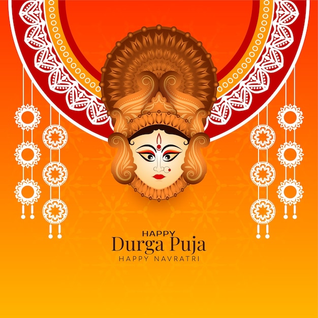 Elegante durga puja en happy navratri traditionele hindoeïstische festival decoratieve achtergrond