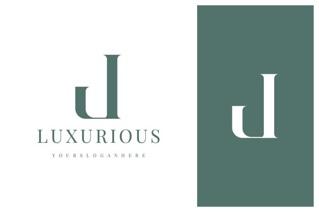 Elegante eenvoudige minimale luxe serif lettertype alfabet letter J logo-ontwerp