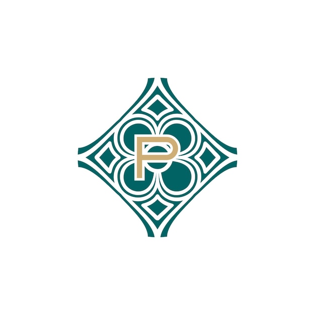 elegante eerste letter P uniek abstract patroon frame-logo