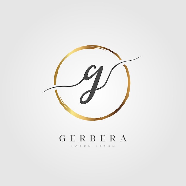 Elegante eerste letter Type G-logo met gouden cirkel geborsteld