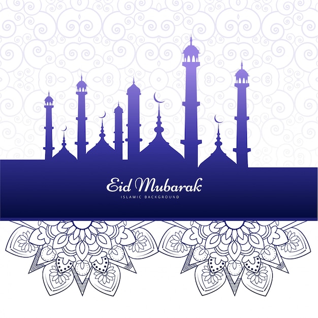 Elegante eid mubarak islamitische achtergrondkaartvector