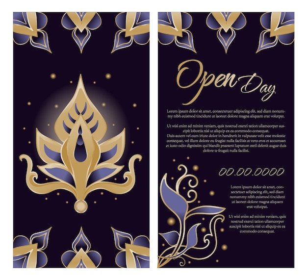 Elegante elementenuitnodiging met gouden bloemenornament Vectorillustratie