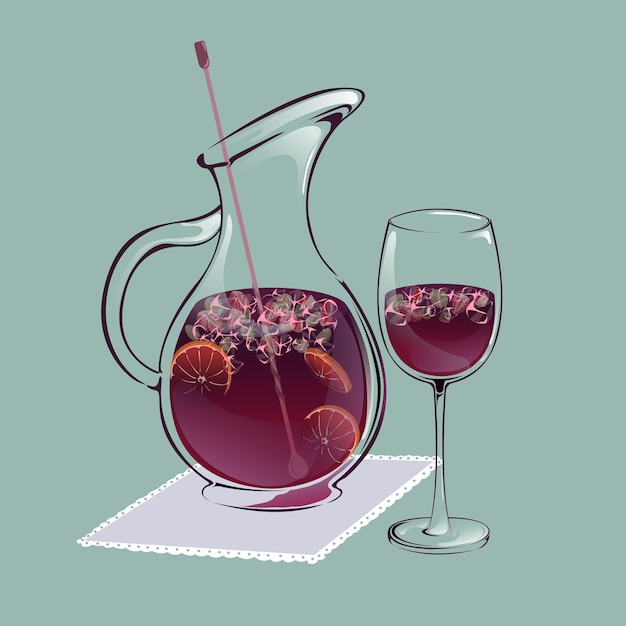 Vector elegante fruit sangria kruik