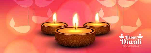 Elegante gelukkige diwali kleurrijke banner vector