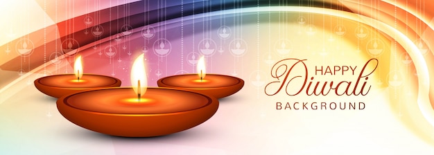 Elegante gelukkige diwali kleurrijke banner vector