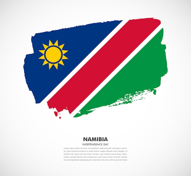 Elegante hand getekende borstel vlag van Namibië land op witte achtergrond