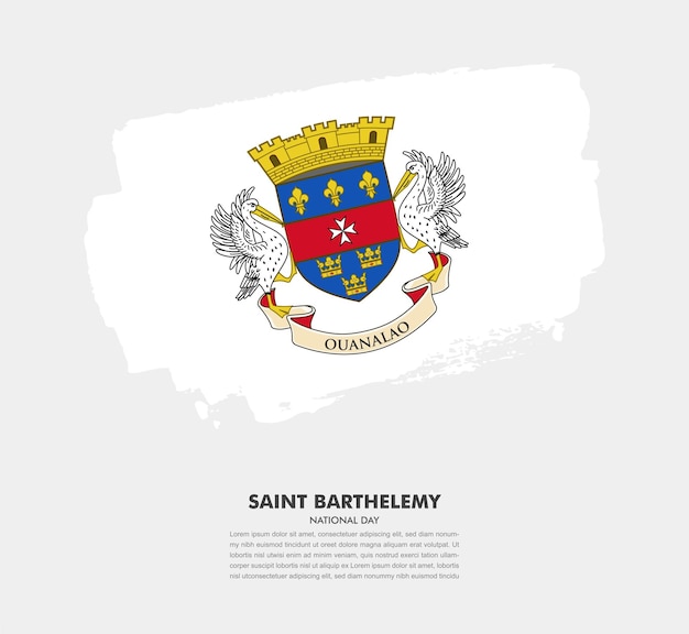 Elegante hand getekende borstel vlag van Saint Barthelemy land op witte achtergrond