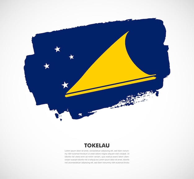 Elegante hand getekende borstel vlag van Tokelau land op witte achtergrond