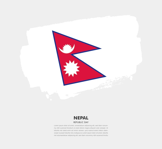 Elegante hand getrokken borstel vlag van het land van Nepal op witte achtergrond