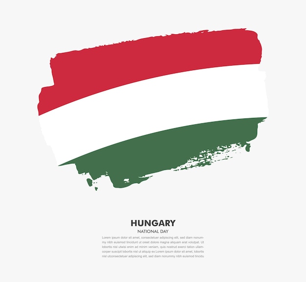 Elegante hand getrokken borstel vlag van Hongarije land op witte achtergrond