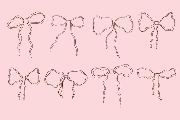 Elegante handgetekende boogen en lintillustraties in minimale stijl Vintage vectorillustratie