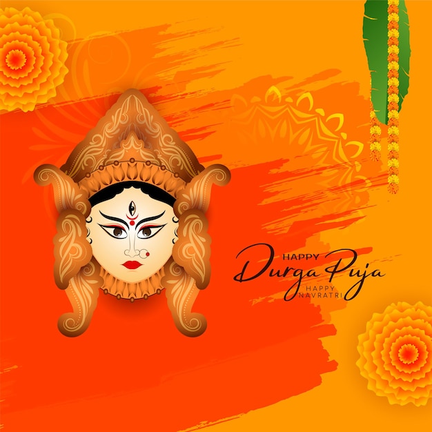 Elegante happy durga puja en happy navratri festival viering begroeting achtergrond