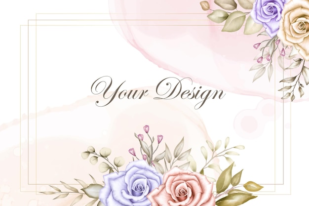 Elegante huwelijksuitnodigingskaart met prachtige bloemenwaterverf