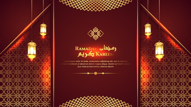 Elegante islamitische rode en gouden verticale laag luxe Ramadan Kareem islamitische achtergrond