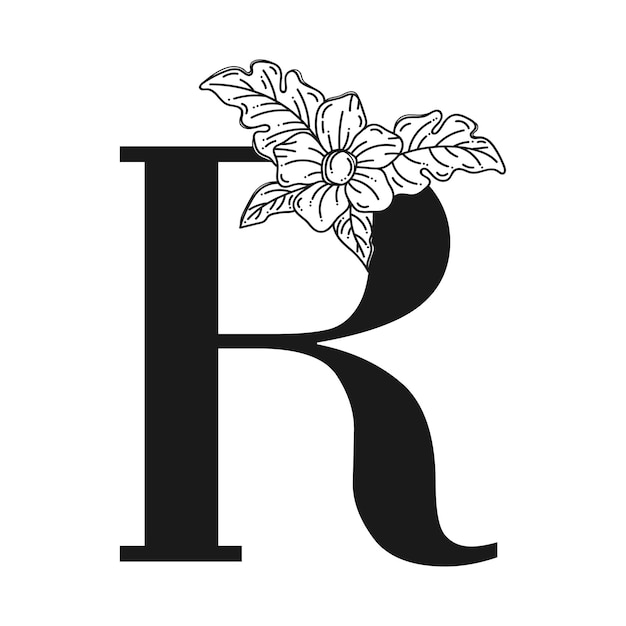 Elegante letter R met krans bloemen logo creatieve decoratie