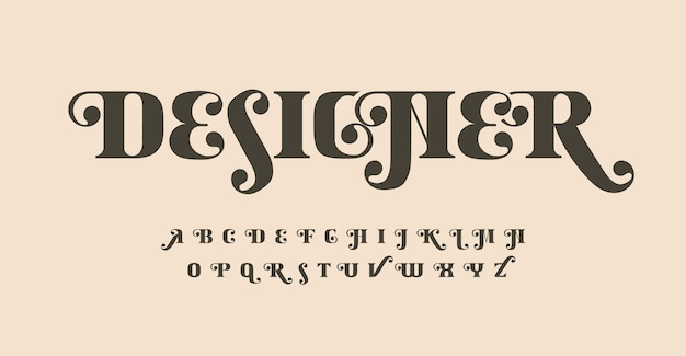 Elegante lettertype alfabet letters Speelse krullen serif typografisch ontwerp Vintage sierletter set voor zachte logo kop omslag titel monogram belettering en branding type Vector gezet
