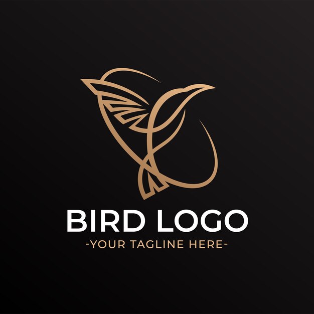 Vector elegante lijn kunst vogel gouden logo sjabloon