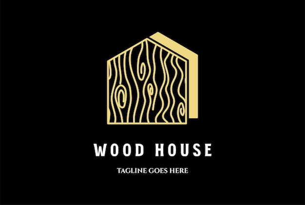 Elegante luxe houten huis hout voor meubels logo pictogram illustratie ontwerp vector